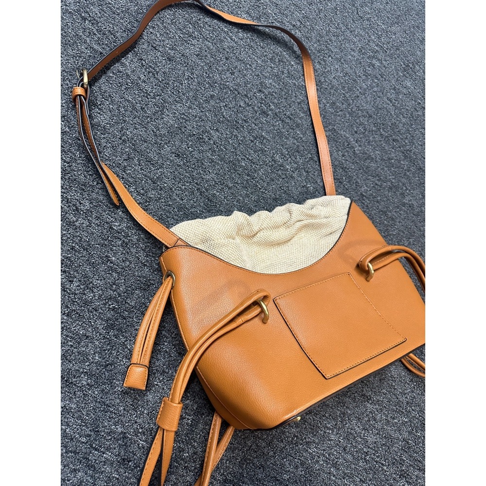 Anthropologie Vegan Leather Bucket Bag Tote Hobo Shoulder Bag Cloth Pouch